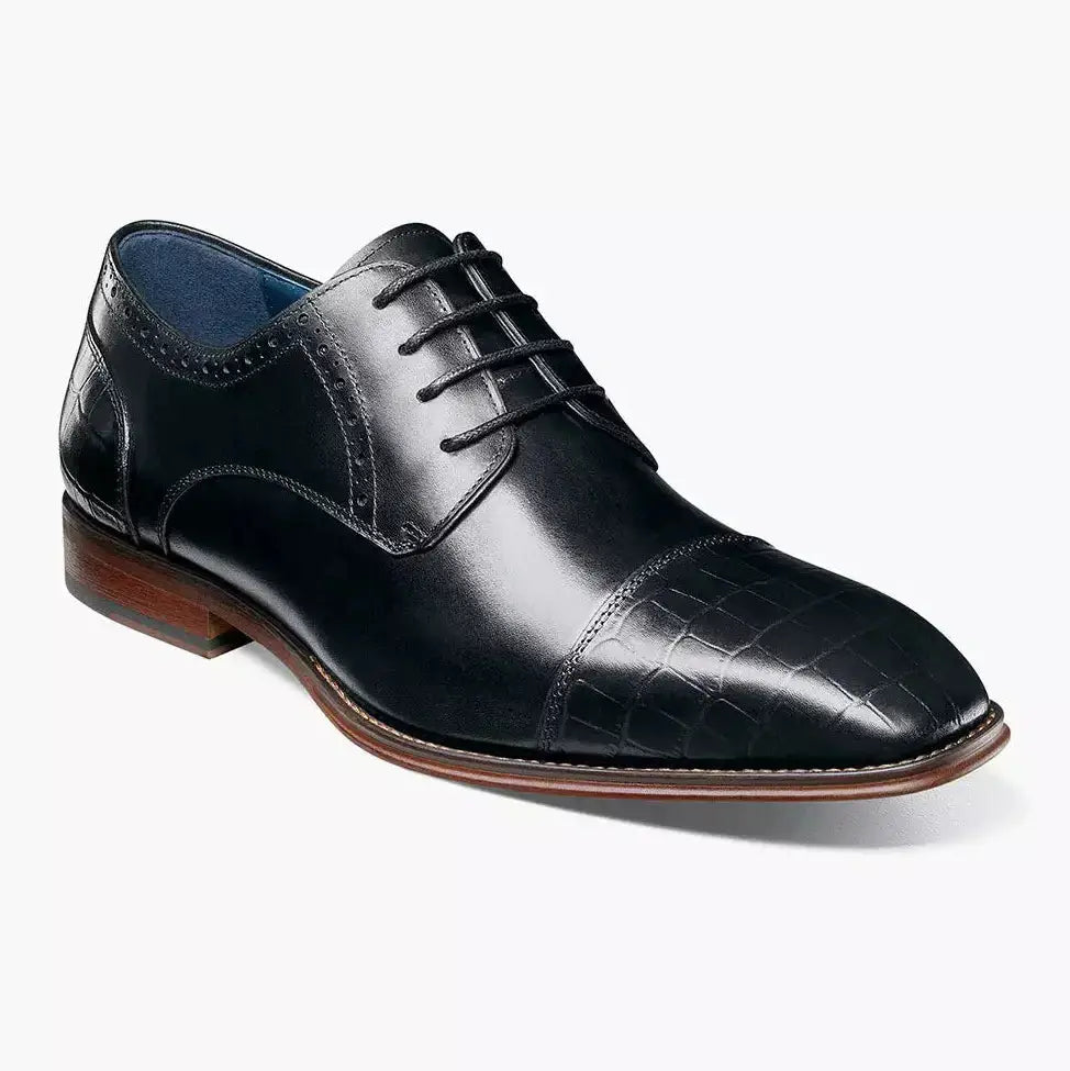 Stacy Adams Penley Boys Black Leather Cap Toe Oxford Dress Shoes