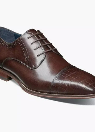 Stacy Adams Penley Men's Brown Leather Cap Toe Oxford Dress Shoes