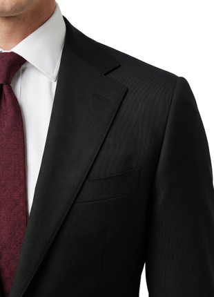 Tovaglia Solid Black Slim Fit Notch Lapel Wool Cashmere 2-Button Suit