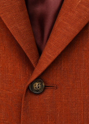 Sartoria Partenopea Rust Orange Crosshatch Classic Fit Notch Lapel Wool 3-Button Sport Coat 48L