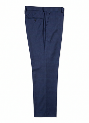Sartoria Mazara Navy Blue Plaid Slim Fit Notch Lapel 2-Button Wool Suit