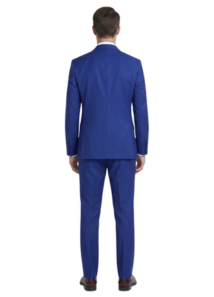 Raphael Mens Solid French Blue Slim Fit Peak Lapel 2-Button Suit