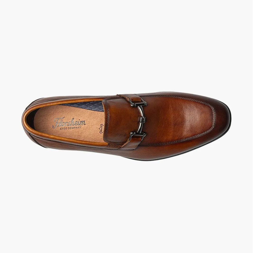 Florsheim Mens Cognac Brown Slip-On Moc Toe Bit Loafer Dress Shoes