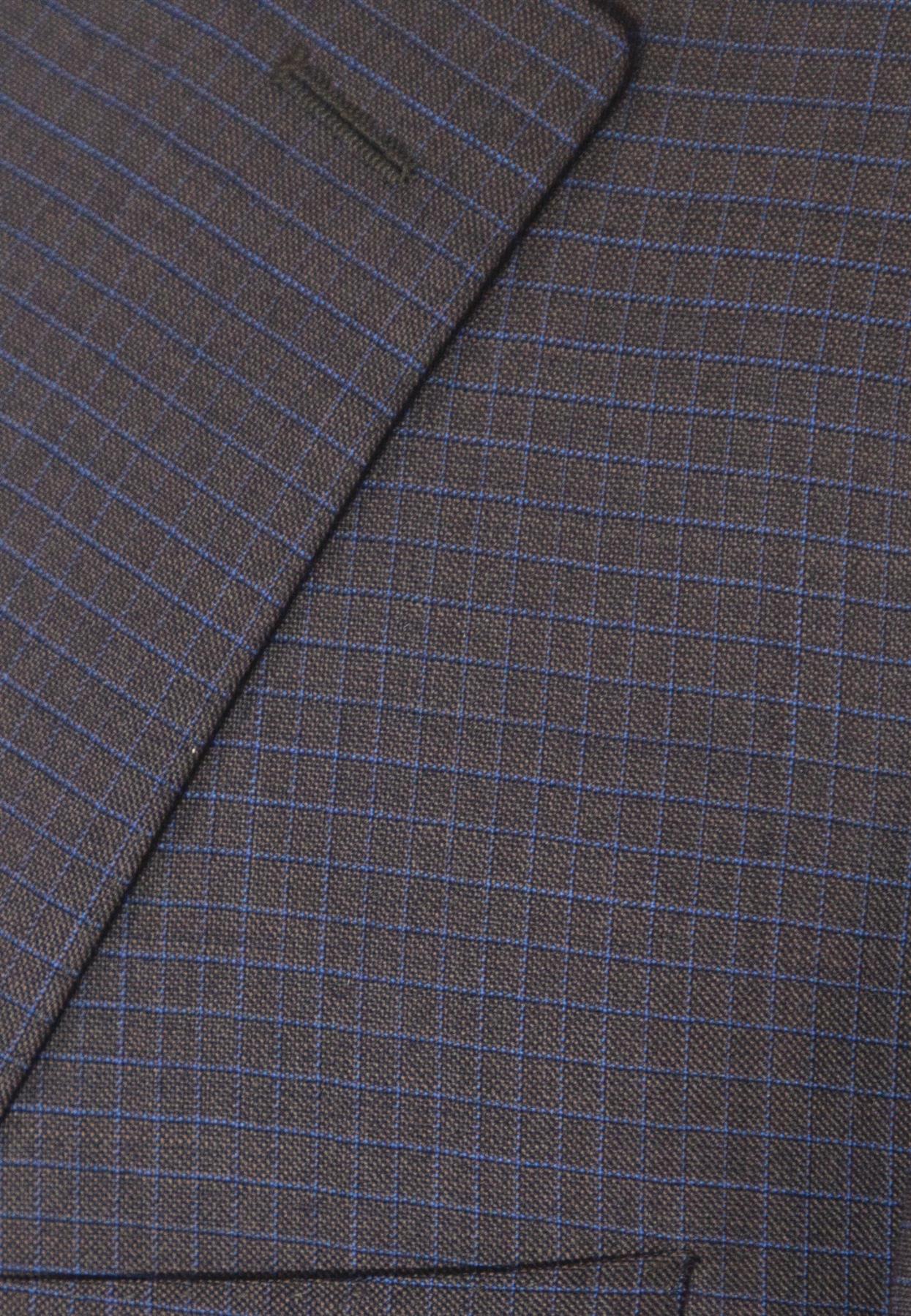 Napoli Mens 44L Brown Check Super 150s 100% Wool Slim Fit 2 Piece Suit