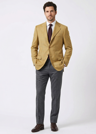 Sartoria Partenopea Men's Brown Windowpane 3-Roll-2.5 100% Wool Sportcoat 40R