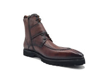 Thumbnail for Carrucci Mens Chestnut Brown Split Toe Lace Up Leather Dress Boots