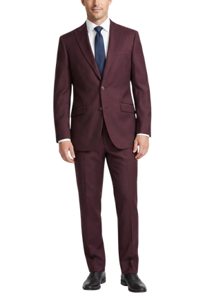 Raphael Solid Burgundy Slim Fit Peak Lapels 2 Piece Suit
