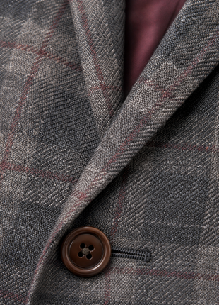 Ermenegildo Zegna Brown & Burgundy Windowpane Classic Fit 2-Button Linen Wool Silk Sport Coat 40L