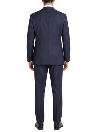 Mazara Mens Solid Navy Classic Fit Notch Lapel Wool Cashmere Blend 2-Button Suit