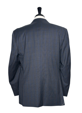 Canali Plaid Charcoal Gray & Blue Modern Fit Notch Lapel Wool 2-Button Suit 46R - The Suit Depot