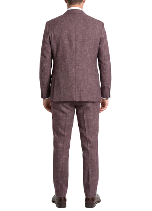 Amonce By Romaster Burgundy Wool Blend  Slim Fit notch Lapel 3 Piece Suit - The Suit Depot