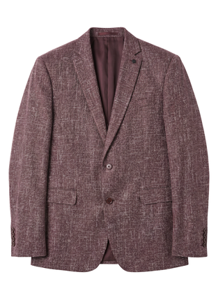 Amonce By Romaster Burgundy Wool Blend  Slim Fit notch Lapel 3 Piece Suit - The Suit Depot