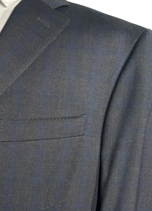 Canali Plaid Charcoal Gray & Blue Modern Fit Notch Lapel Wool 2-Button Suit 46R - The Suit Depot