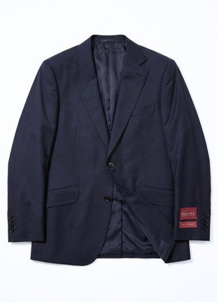 Mazara Mens Solid Navy Classic Fit Notch Lapel Wool Cashmere Blend 2-Button Suit