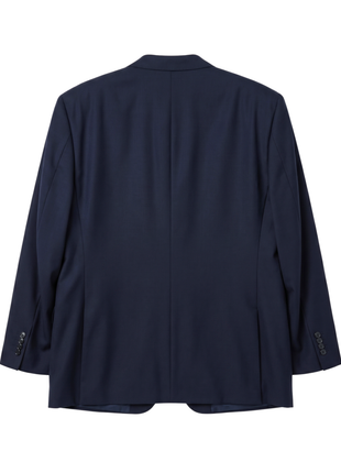 Blujacket Mens Solid Navy Blue Wool Blend Regular Fit 2 Piece Suit - The Suit Depot