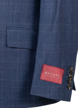 Mazara Mens Blue Plaid With Brown Windowpane Classic Fit Notch Lapel Wool 2-Button Suit