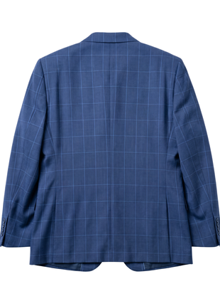 Label M  Blue Check Wool Classic Fit Peak Lapel Double Breasted Suit