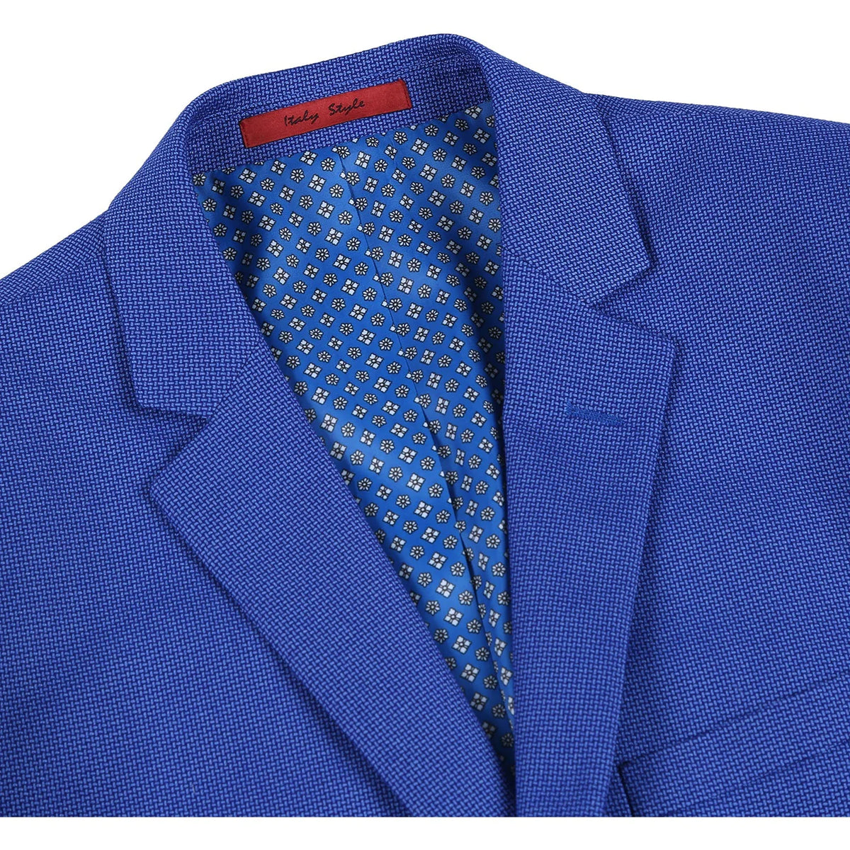 Raphael Men&#39;s Blue Textured Slim Fit Blazer Sportcoat