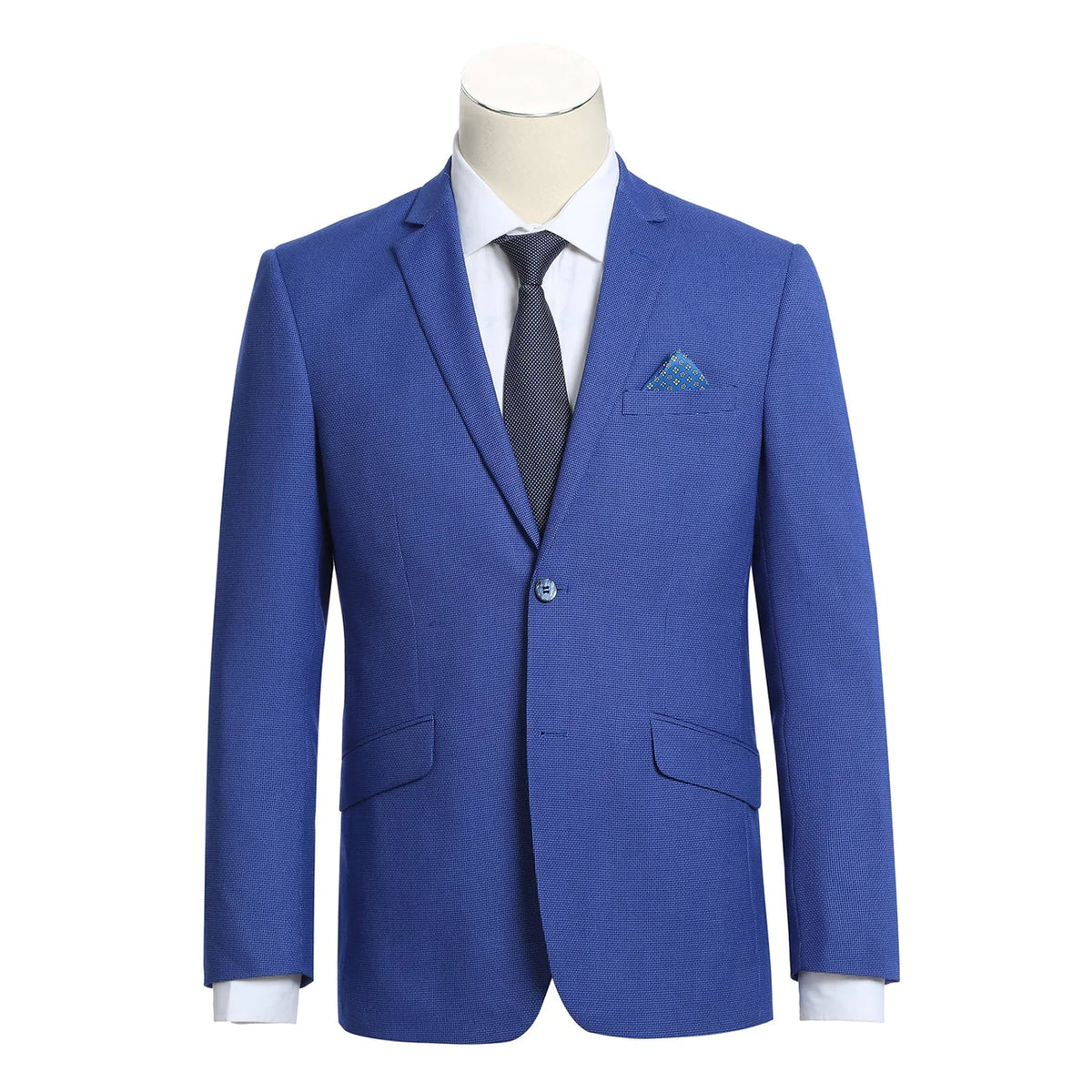Raphael Men&#39;s Blue Textured Slim Fit Blazer Sportcoat