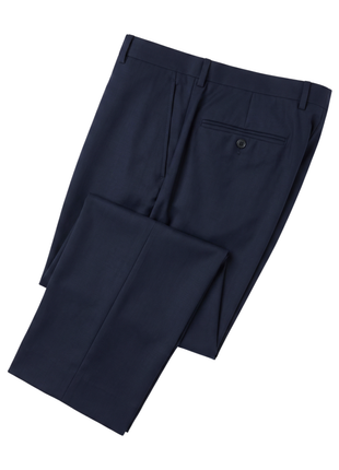 Blujacket Mens Solid Navy Blue Wool Blend Regular Fit 2 Piece Suit - The Suit Depot