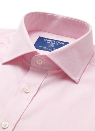 Christopher Morris Solid Pink Slim Fit Cutaway Collar Non-Iron Barrel Cuff Cotton Dress Shirt