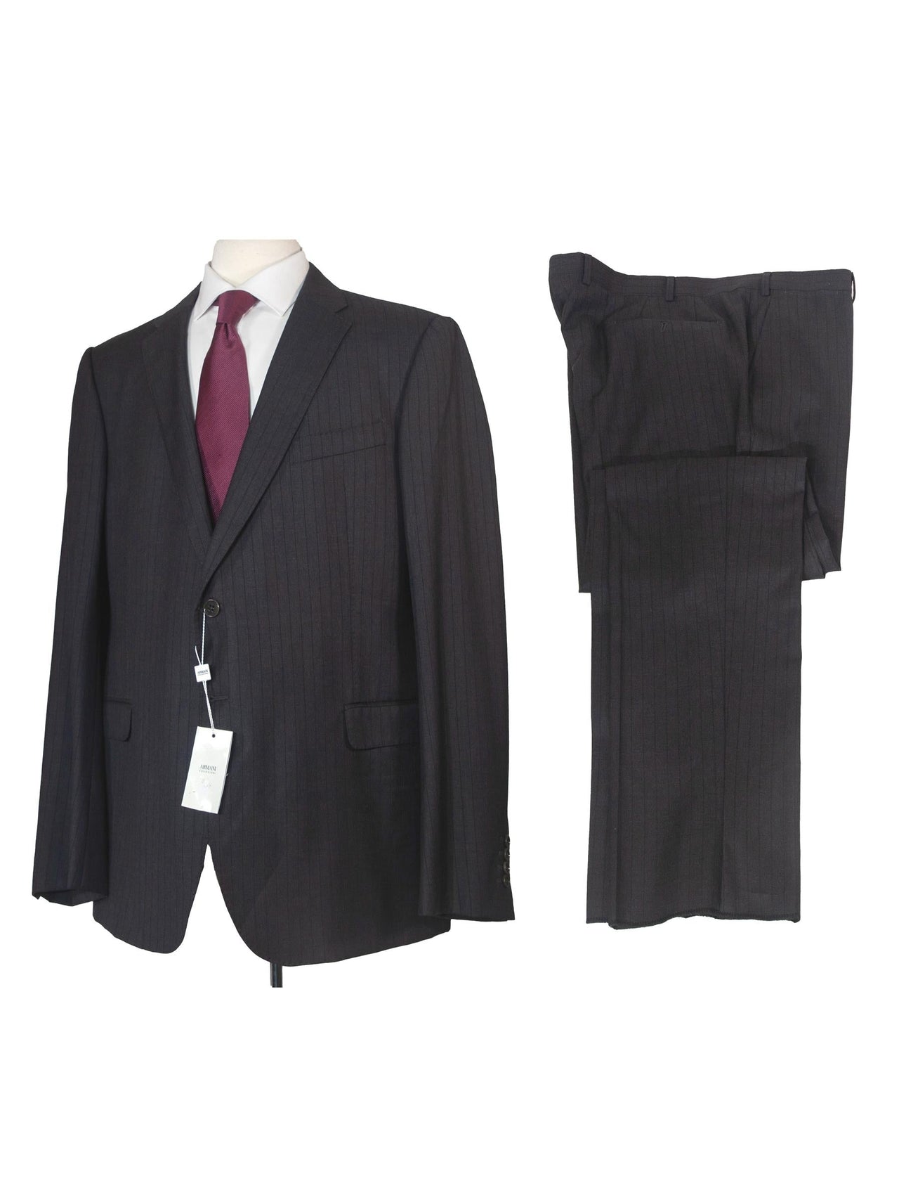 Armani Collezioni Mens Slim Fit Charcoal Pinstripe 100 Wool 2 Piece S The Suit Depot