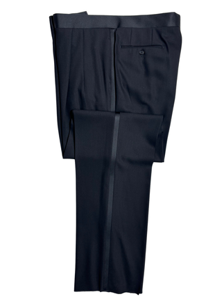 Pal Zileri Mens Solid Black Satin Notch Lapel Classic Fit 3-Button Wool Tuxedo - 40L