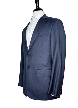 Isaia Mens Dark Navy Pinstripe Fully-Canvassed Notch Lapel Classic Fit 2-Button Wool Suit - 40R