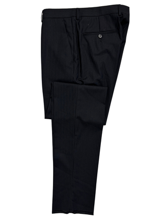 Z Zegna Mens Black Pinstripe Notch Lapels Classic Fit 2-Button Wool Suit - 40R