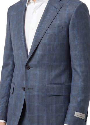 Canali 1934 Mens Gray Windowpane Notch Lapel 2 Button Wool Suit - 46L