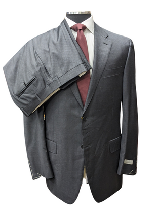 Canali 1934 Mens Charcoal Gray Check 44L Drop 7 100% Wool 2 Button 2 Piece Suit