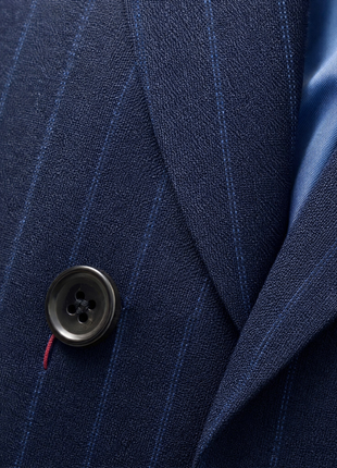 Mazara Mens Dark Navy Pinstriped Classic Fit Double Breasted Wool Suit