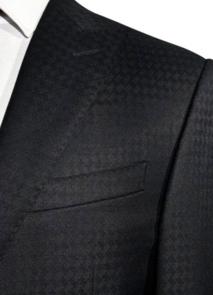 Corneliani Mens Black and Silver Mixed Pattern Fully-Canvassed Peak Lapel Classic Fit 3-Piece Wool Blend Suit - 40R