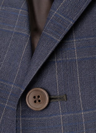 Canali 1934 Dark Plum and Sandy Glen Plaid Modern Fit Wool 2-Button Sport Coat 46R