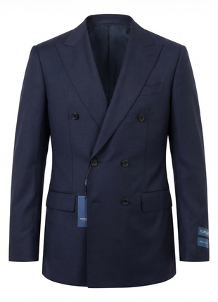 Tovaglia Mens Solid Navy Classic Fit Double Breasted Wool Cashmere Suit