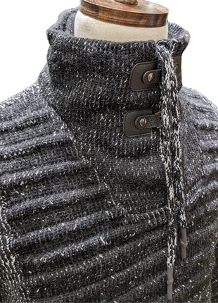Young Republic Mens Black & White Cotton Blend Funnel Neck Sweater