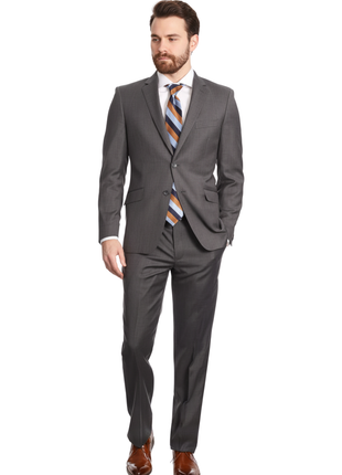 Mens Classic Fit Two Button 100% Wool Wrinkle Resistant Suit