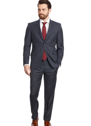 Mens Classic Fit Two Button 100% Wool Wrinkle Resistant Suit