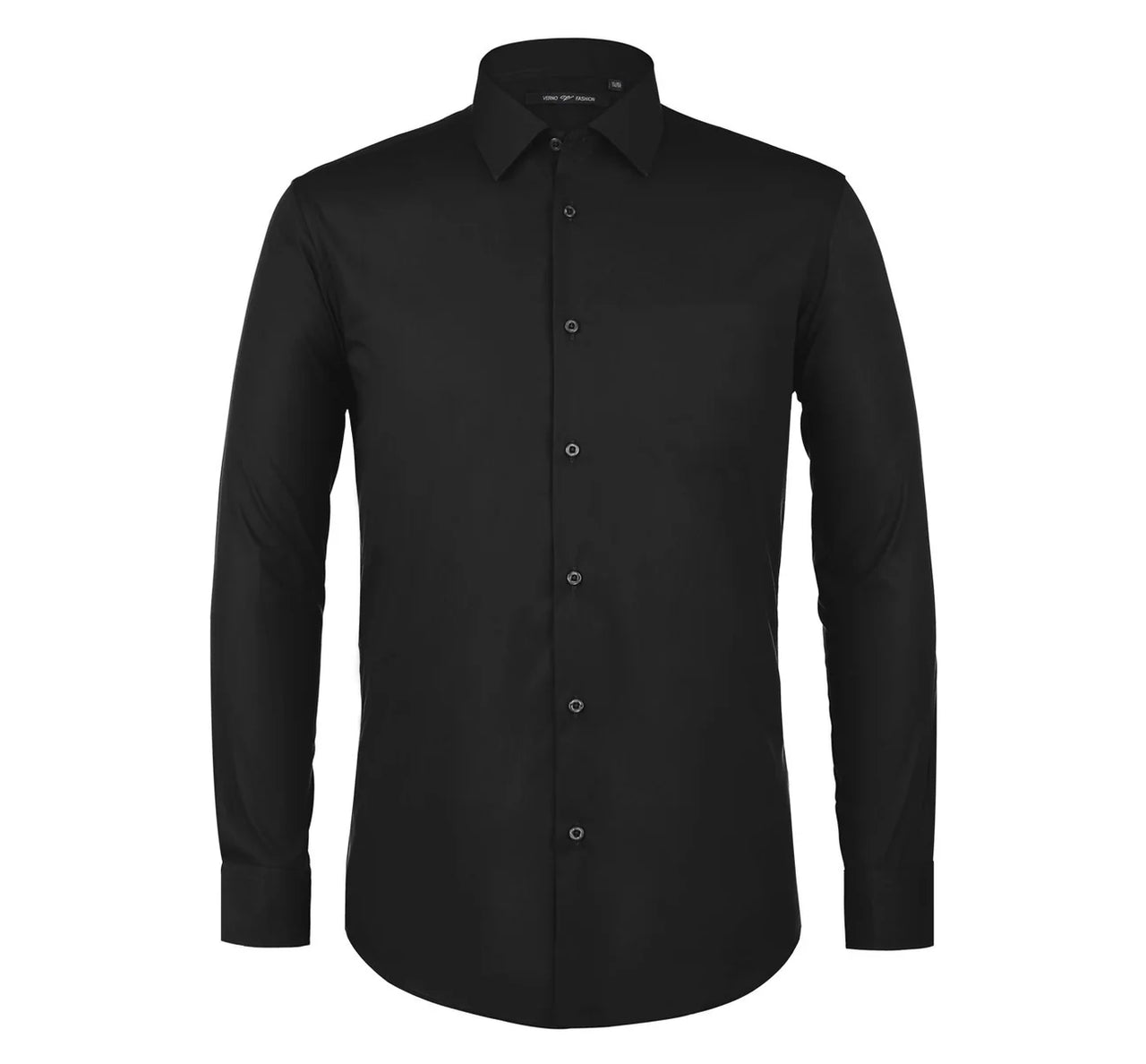 Camisa de vestir de manga larga con cuello extendido y ajuste clásico para hombre