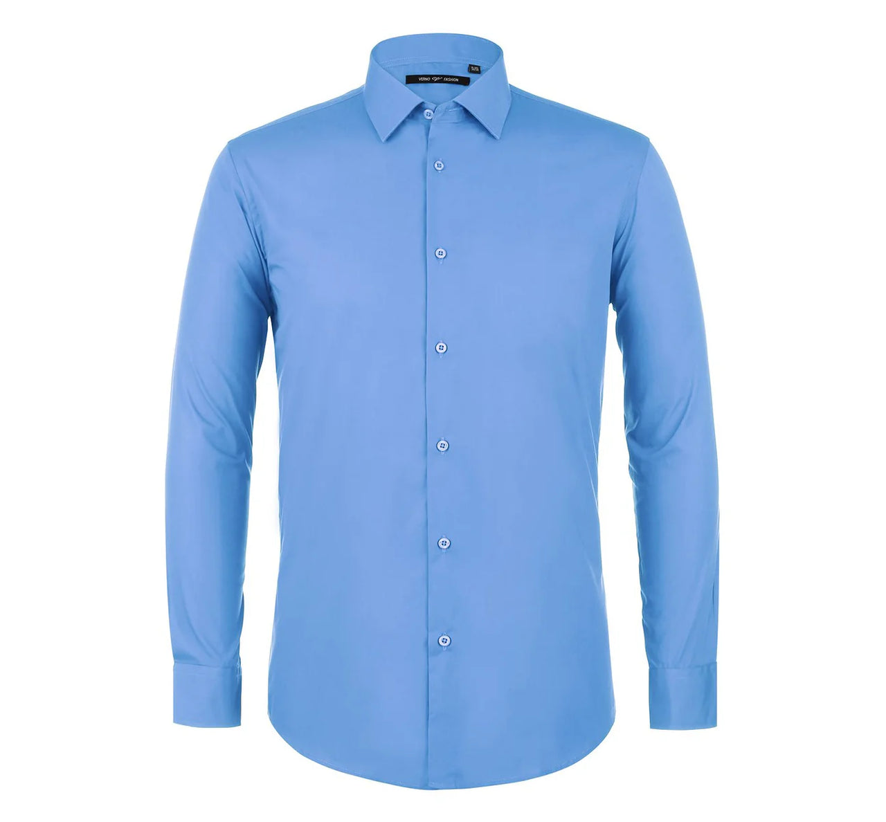 Camisa de vestir con cuello extendido y manga larga de ajuste clásico para hombre