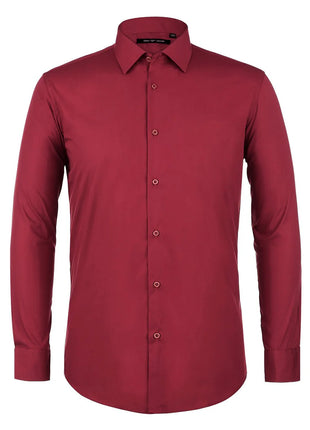 Men's Classic Fit Long Sleeve Spread Collar Dress Shirt