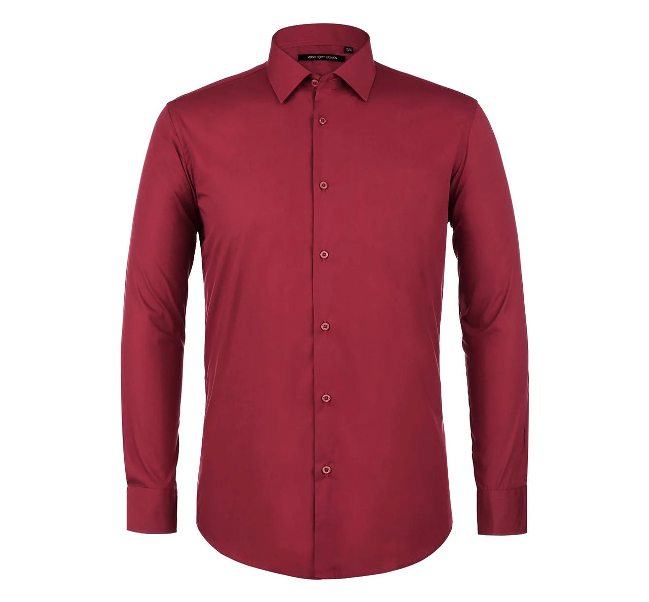 Camisa de vestir con cuello extendido y manga larga de corte clásico para hombre