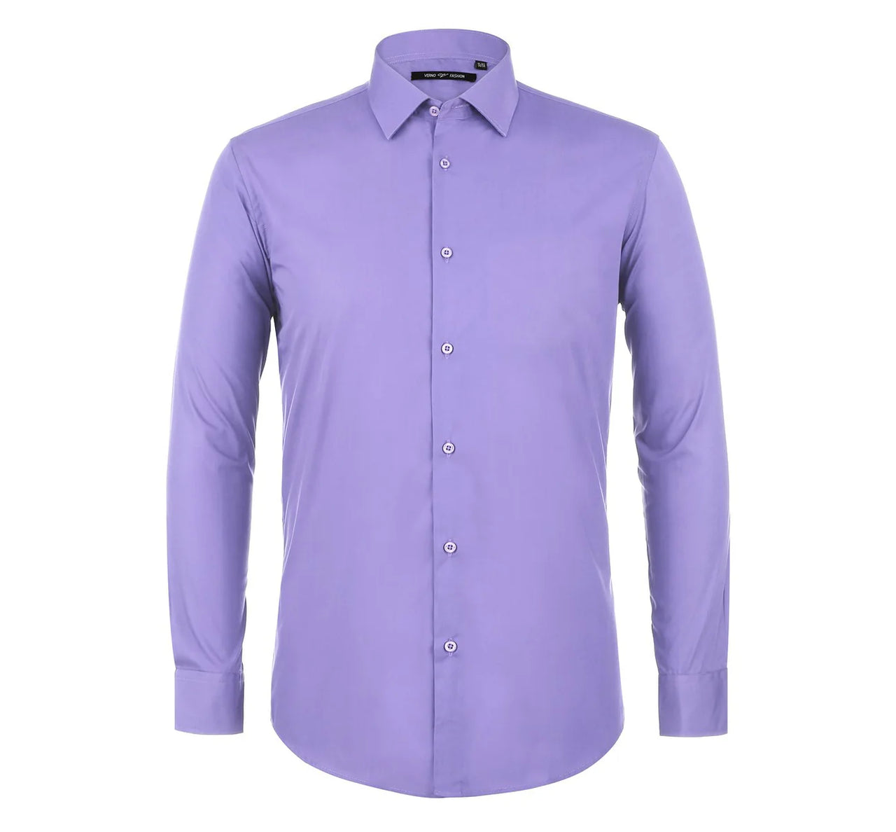 Camisa de vestir de manga larga con cuello extendido y corte clásico para hombre