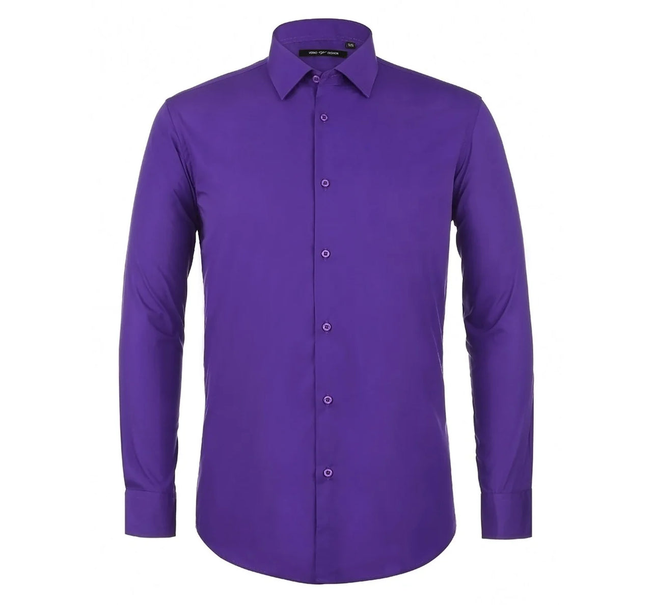 Camisa de vestir con cuello extendido y manga larga de corte clásico para hombre