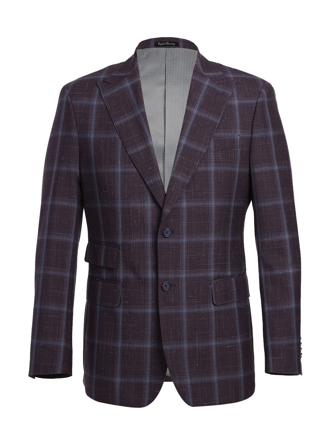 English Laundry Slim Fit Window Pane Check Wool Suit