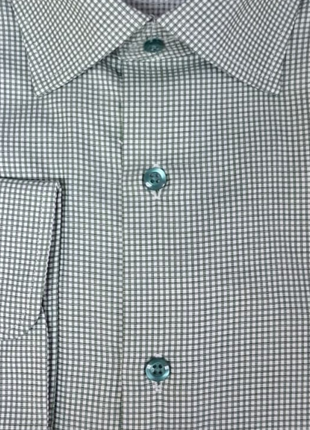 Proper Shirtings Hunter Green Grid Windowpane Slim Fit Cotton Spread Collar Wrinkle Free Dress Shirt