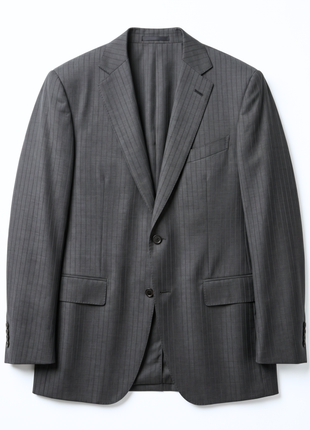 Ermenegildo Zegna Mens Gray Pinstripe Notch Lapel Classic Fit 2-Button Wool Suit - 42L