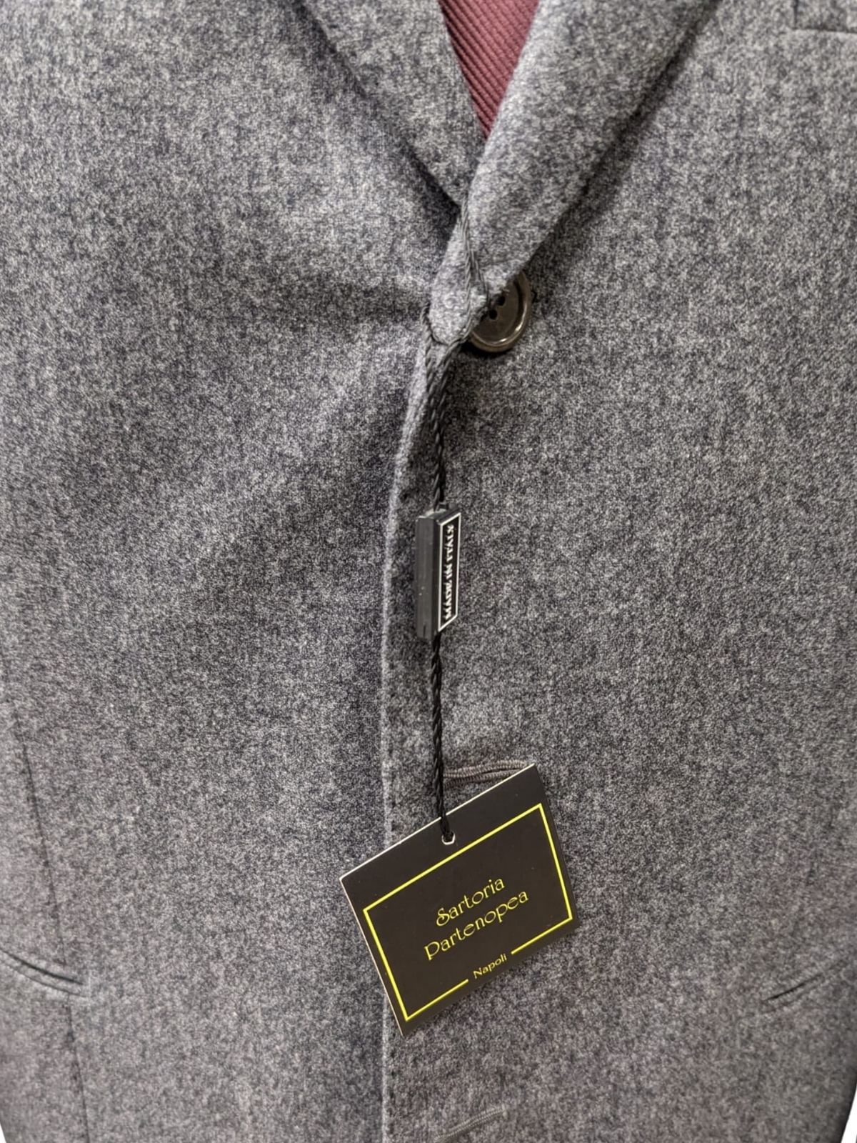 Sartoria Partenopea Mens 40L Solid Gray 100% Wool 3 Button 2 Piece Suit
