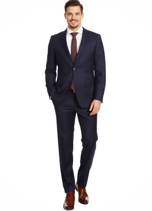 Mens Classic Fit Two Button 100% Wool Wrinkle Resistant Suit