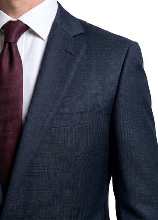 Raphael Mens Textured Blue Slim Fit Notch Lapel 2-Button Wool Suit